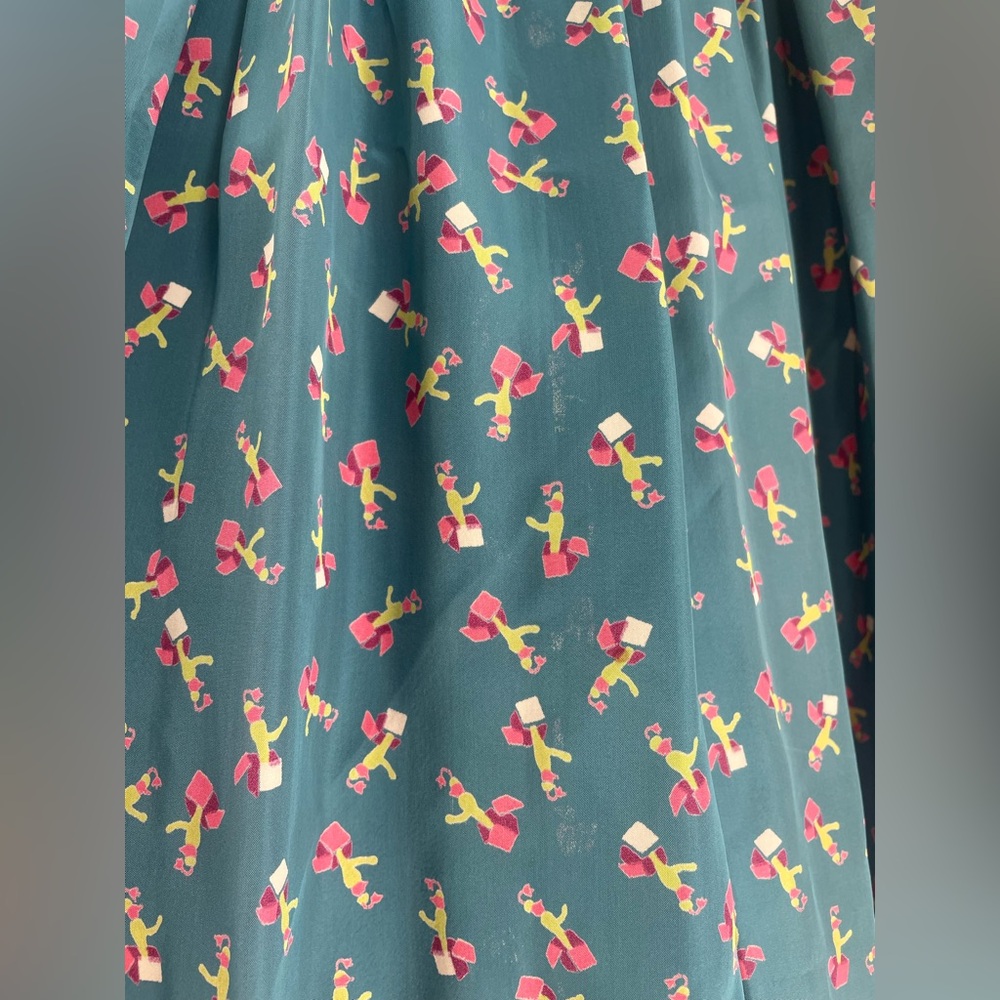 1950s Chic Debs Muted Blue Novelty Print Fit & Flare Dress - Picture 15 of 17